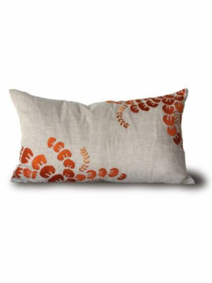 French Sprigs 14" X 24" Pillow In Natural And Pumpkin