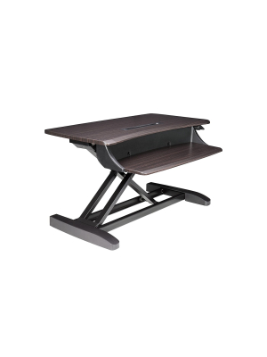 Ergotron 33-460-916 Foldable Compact Sitting To Standing Desk Converter With Phone/tablet Slot, Chocolate Finish