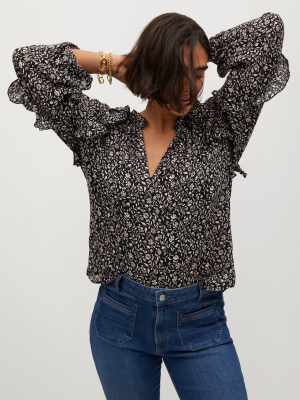 Floral-print Flowy Blouse