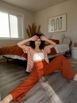 Norah Pant In Rust Rib