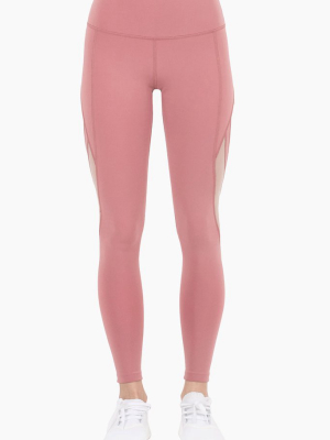 Scarlett High Waisted Mesh Cut Out Leggings - Dusty Pink/peony Pink