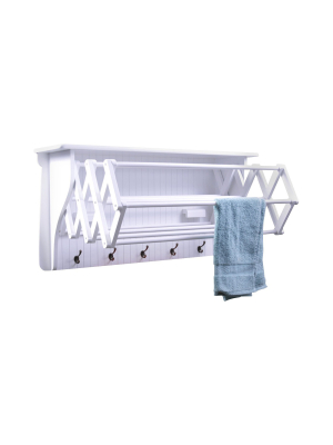 36" X 18" Wall Shelf With Collapsible Drying Rack And Hooks - Danya B.