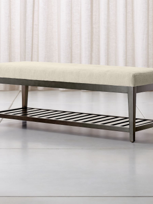 Nash Small Tufted Bench With Slats