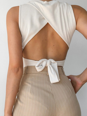 'alexa' Back Wrap Tied Cropped Top (3 Colors)