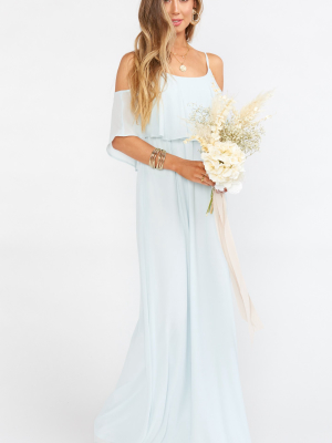 Caitlin Ruffle Maxi Dress ~ Icy Blue Chiffon