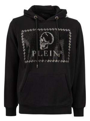 Philipp Plein Skull Logo Embellished Hoodie