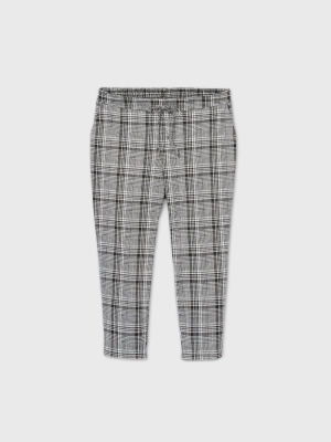 Women's Plus Size Mid-rise Plaid Pull-on Knit Straight Leg Pants - Ava & Viv™