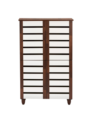 Gisela 2-tone Shoe Cabinet With 4 Door - Oak/white - Baxton Studio