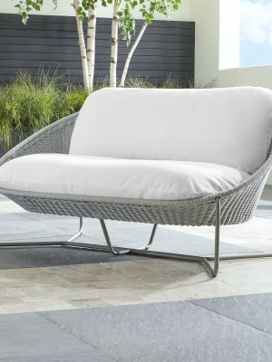 Morocco Light Grey Oval Loveseat With White Cushion