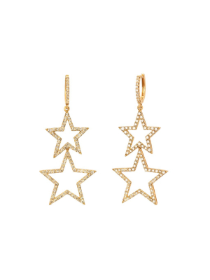 Double Star Earrings - Yellow Gold