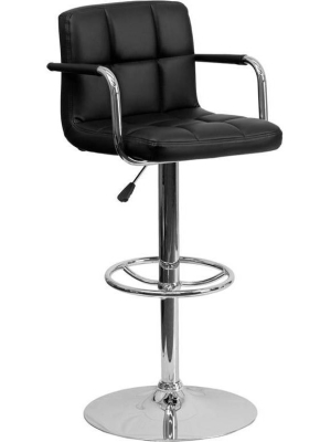 Riverstone Furniture Collection Quilted Vinyl Barstool Black