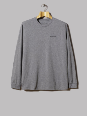 Patagonia Long Sleeved P-6 Logo Responsibili-tee (gravel Heather)