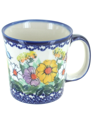 Blue Rose Polish Pottery Pastel Garden Coffee Mug