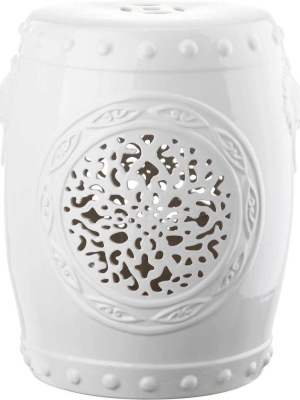 Florencia Drum Garden Stool Antique White