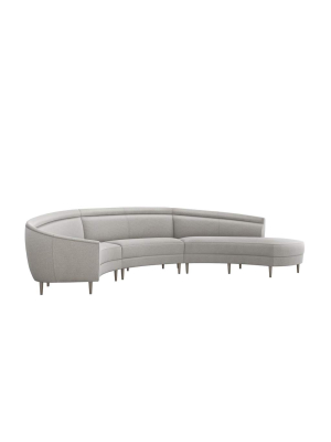 Interlude Home Capri Right Chaise 3 Piece Sectional - Dark Gray