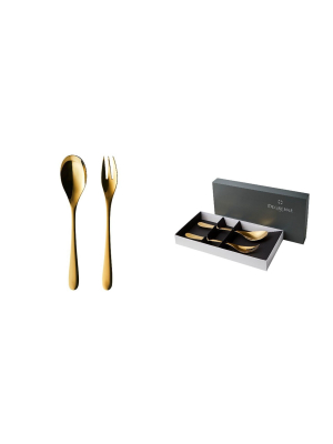 Onde Salad Serving Set In Gold