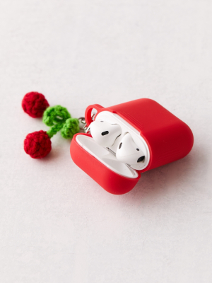 Silicone Airpods Case With Cherry Crochet Charm