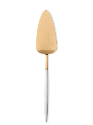 Goa Cake Server - Brushed Gold And White Handle