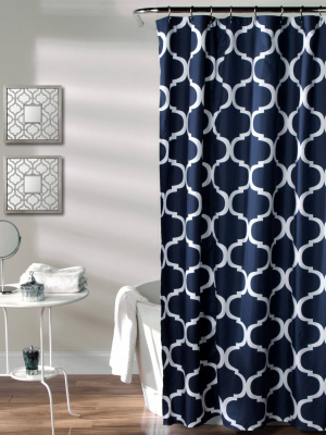 Geo Shower Curtain Navy - Lush Décor