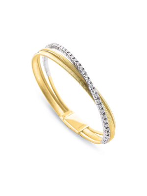 Marco Bicego® Masai Collection 18k Yellow Gold Three Strand Diamond Bracelet