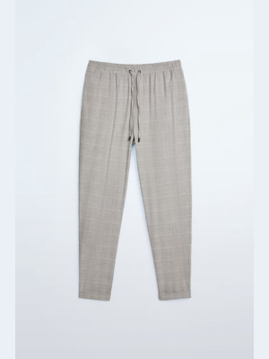 Plaid Jogger Waist Pants