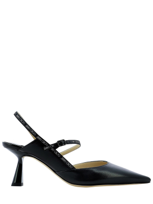 Jimmy Choo Logo-woven Ribbon Pointed Pumps