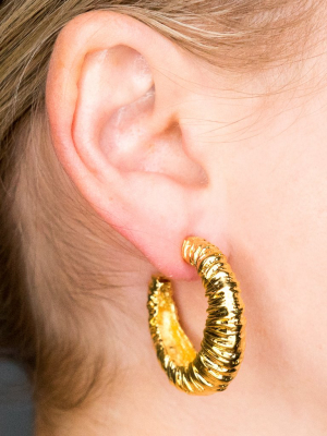 Satin Gold Pierced Wrapped Hoop Clip Earrings