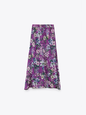 Printed Satin Skirt