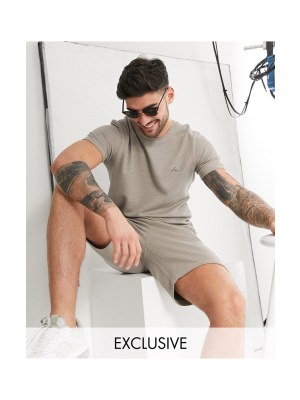 Jack & Jones Premium Textured Two-piece In Taupe Exclusive At Asos