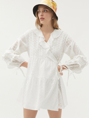 Eyeye Eyelet Mini Wrap Dress