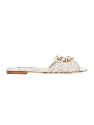 Dolce & Gabbana Bianca Lace Detailed Sandals