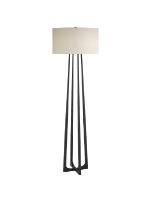 Scala Large Hand-forged Floor Lamp In Aged Iron With Natural Percale Shade