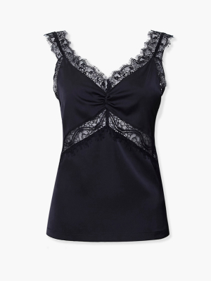 Lace-trim Ruched Cami