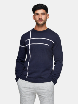 Navy And White Stripe Knitted Sweater