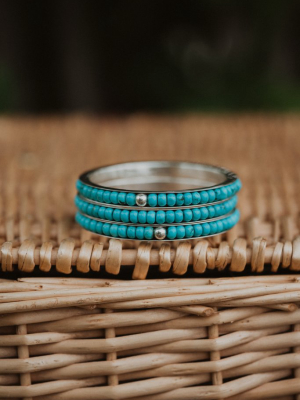 Turquoise And Silver Bead Bangle - Final Sale
