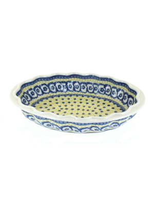 Blue Rose Polish Pottery Saffron Scallop Baking Dish