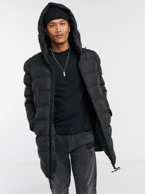 Pull&bear Longline Puffer Jacket With Hood