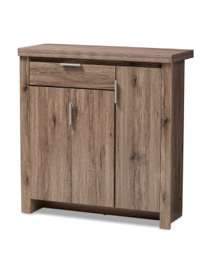 Laverne Modern And Contemporary Oak Finished Shoe Cabinet Brown - Baxton Studio