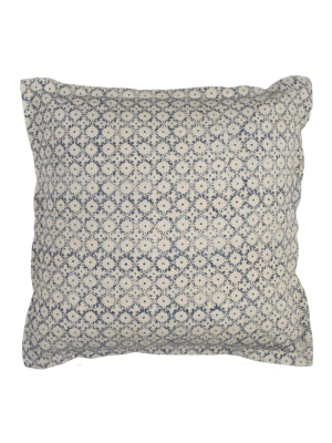 Blue & Natural Poly Filled Throw Pillow