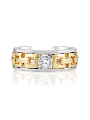 Effy Men's 14k White And Yellow Gold Diamond Ring, 0.20 Tcw