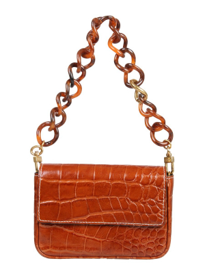 Staud Tommy Embossed Chain Detailed Shoulder Bag