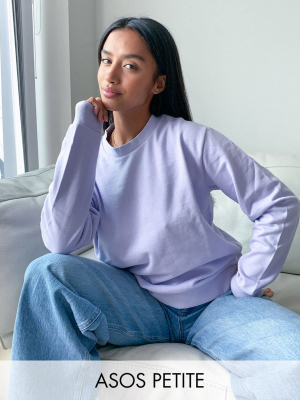 Asos Design Petite Ultimate Organic Cotton Sweatshirt In Lilac