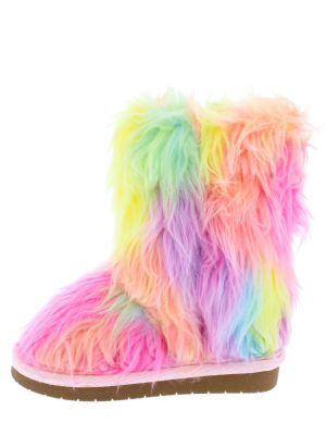 Alice11k Multi Faux Fur Pull On Kids Boot