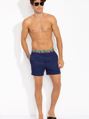 Ula Classic Length Swim Trunks - Ocean Blue