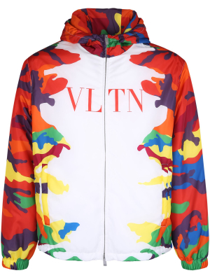 Valentino Vltn Camouflage Hooded Jacket