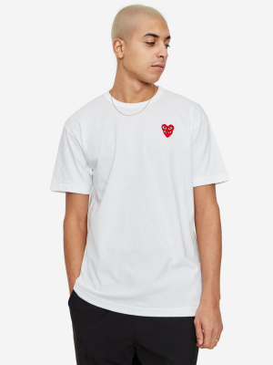 Comme Des Garcons Play Double Red Heart Shortsleeve T-shirt - White