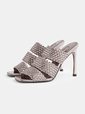 Rae Gunmetal Weave Mules