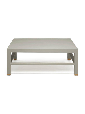 Jarin Square Coffee Table Light Gray Faux Belgian Linen