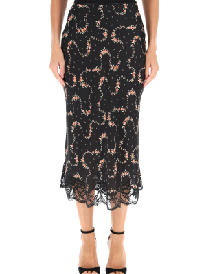 Paco Rabanne Floral Print Midi Skirt