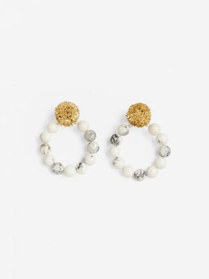 Sparkling Stars Marble Beaded Hoops Earrings